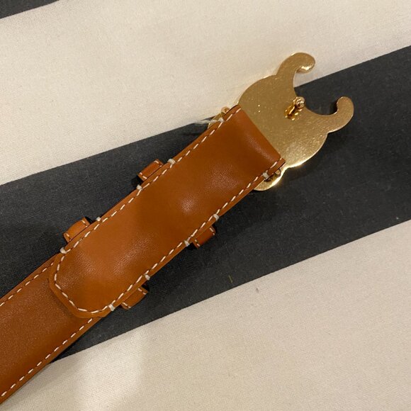 Celine TRIOMPHE Medium 25MM Tan Leather Belt - Picture 3 of 6